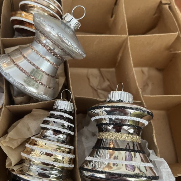 Christopher Radko Shiny Brite 7 Christmas Ornaments 1940's Design Glass - Picture 3 of 4